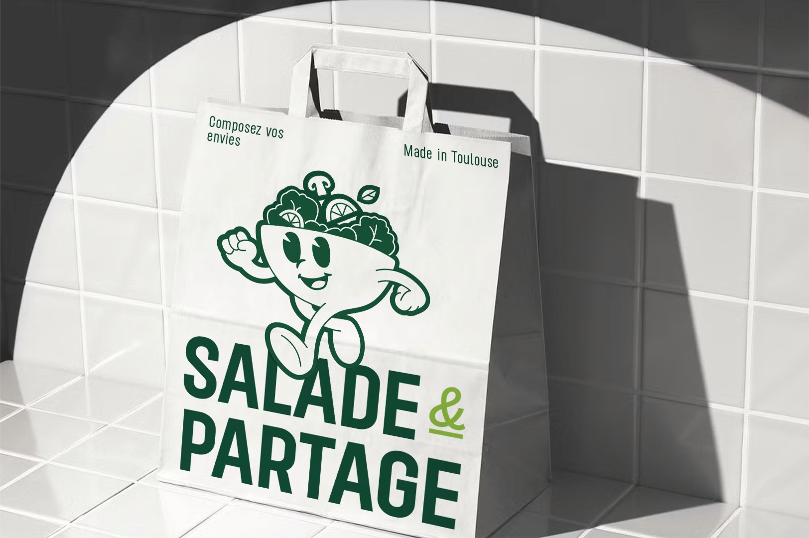 Sac en kraft avec logo Salade & Partage