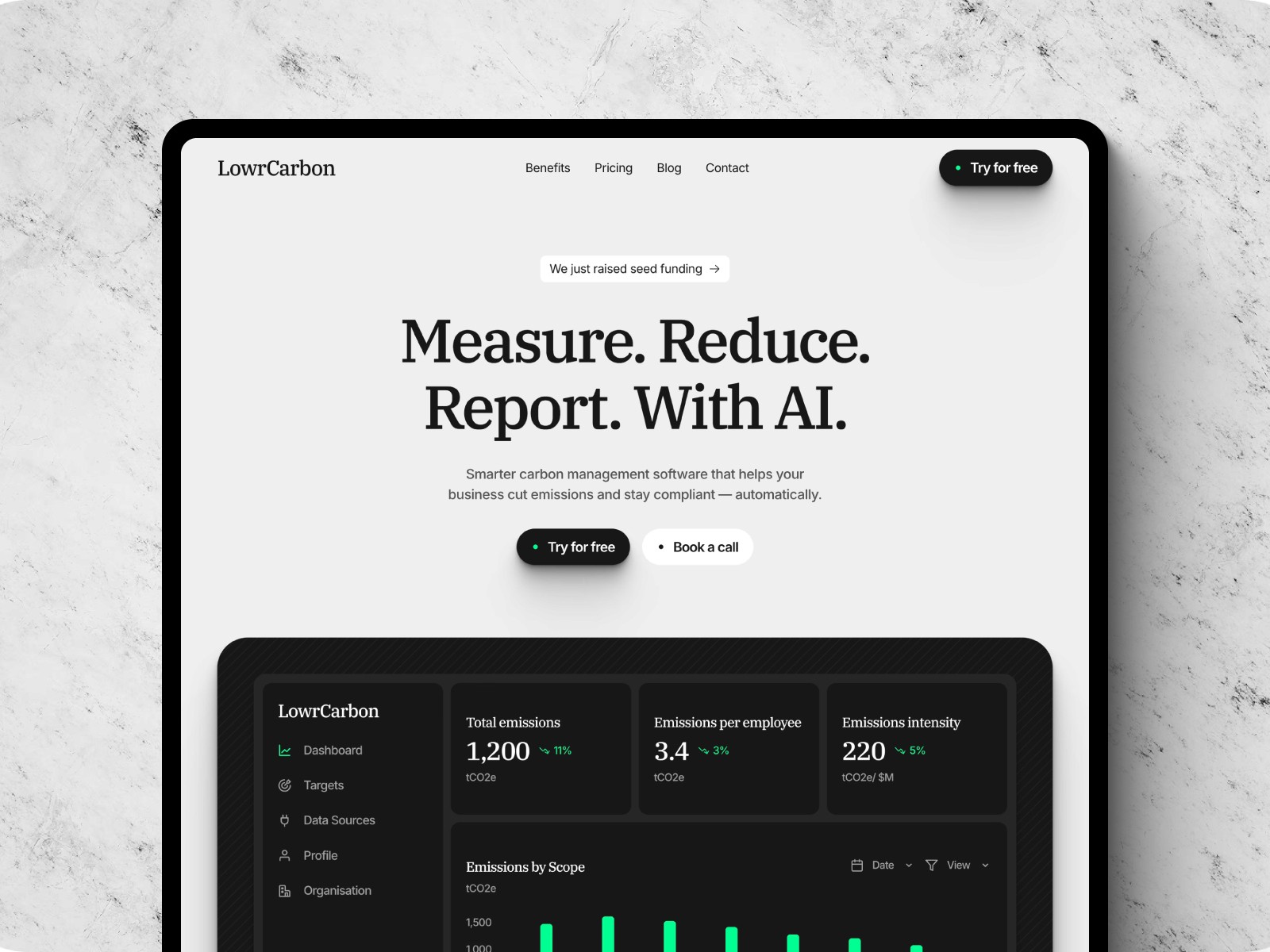 LowrCarbon — 黑白极简现代 AI 产品官网设计灵感