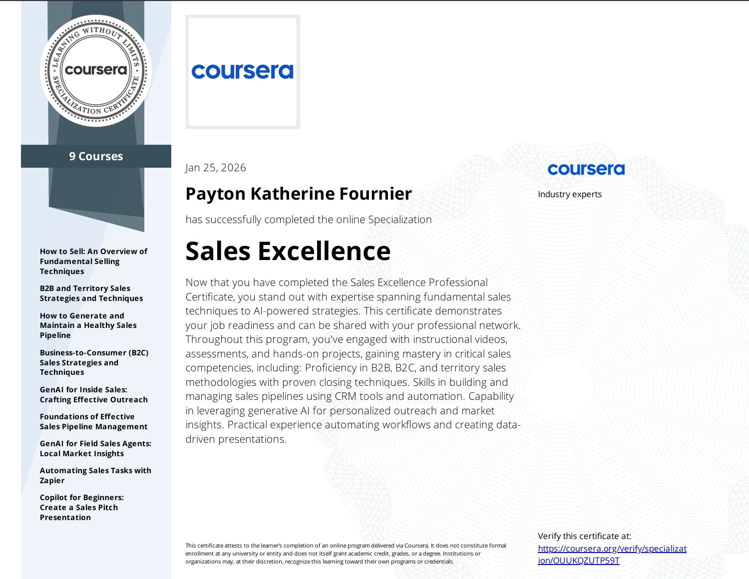 Sales Excellence Specialization
