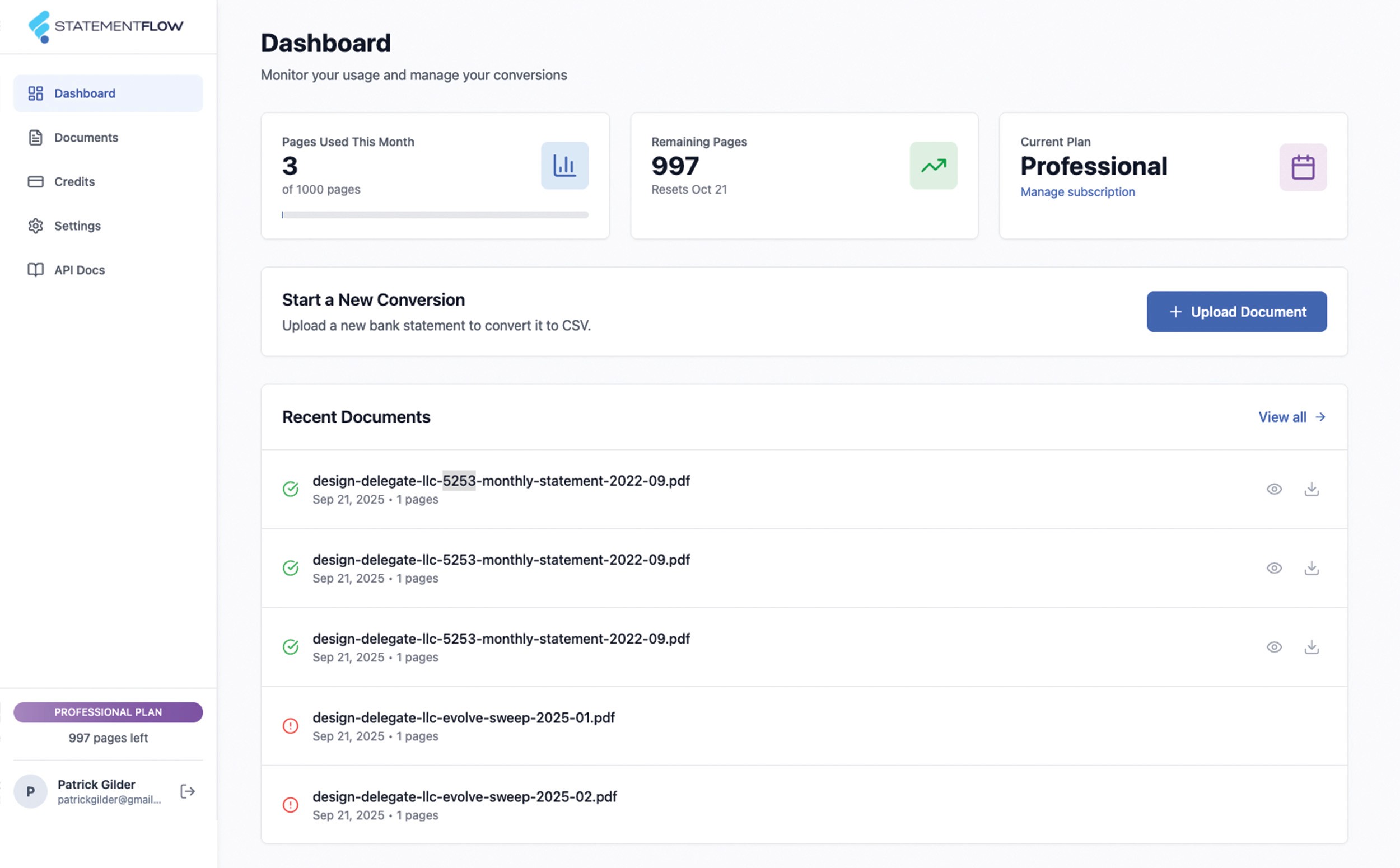 Statement Flow Preview