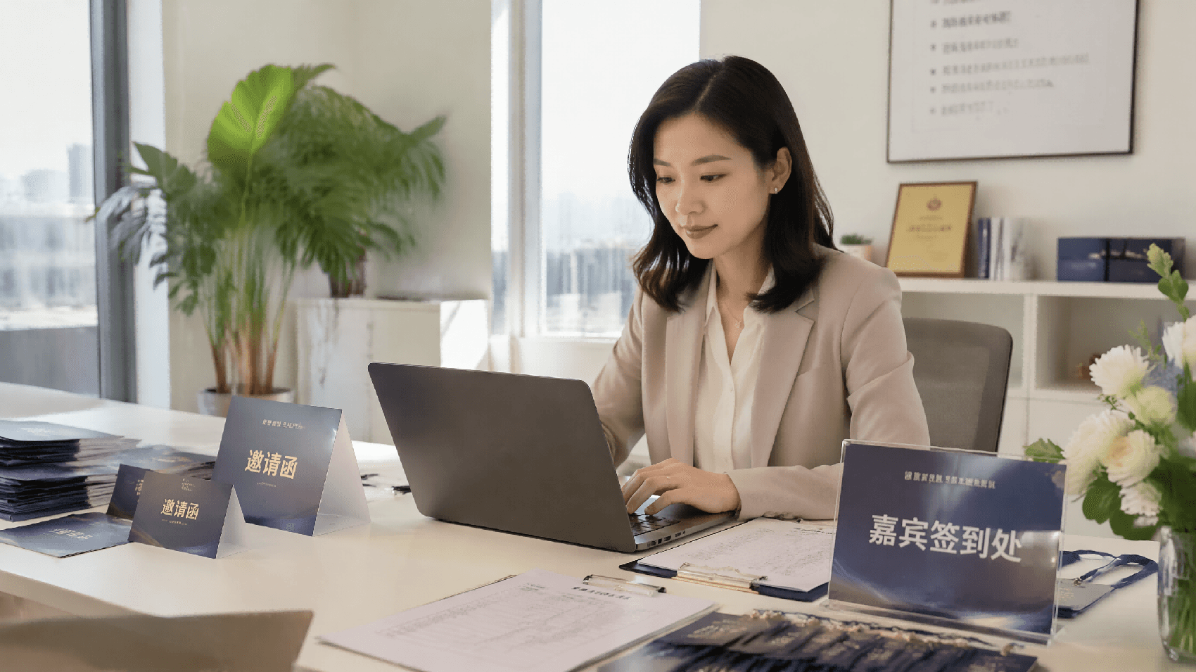 BW Event 360 專業團隊在香港研討會嘉賓簽到處提供行政支援，展示完善的市場推廣活動策劃服務。
