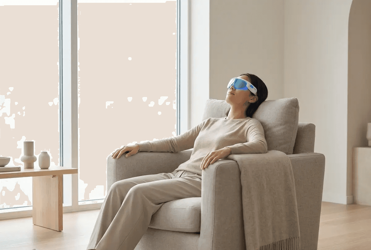 Séance de luminorelaxation avec lunettes de relaxation guidée à Gleizé près de Villefranche-sur-Saône pour favoriser la détente, réduire le stress et soutenir le sommeil.