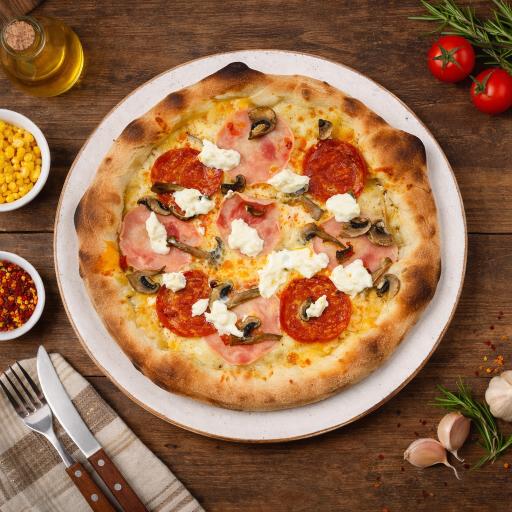 pizza with green leaf vegetable