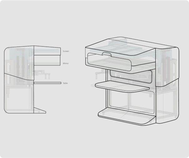 CAD view of a machine designed for brain research, showcasing a detailed 3D model with precise components and mechanical structures for optimal performance in research settings.