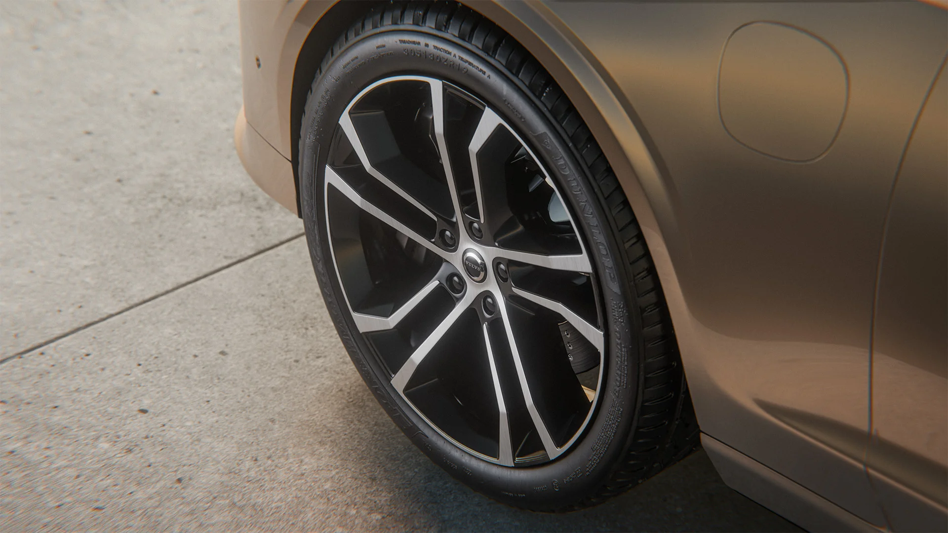 Detailed CGI render of Volvo S90 alloy wheels