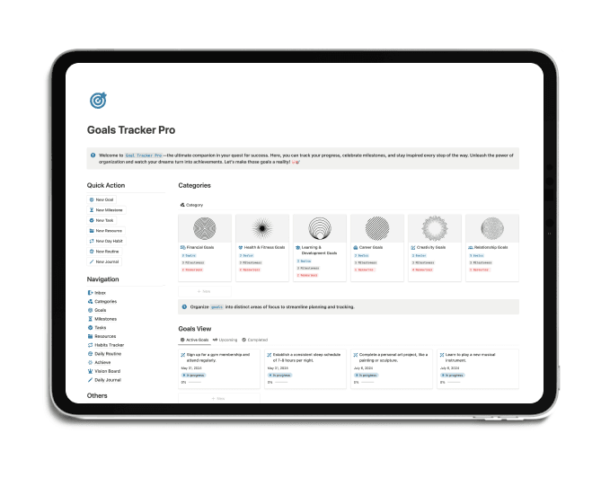 Goals Tracker Notion template