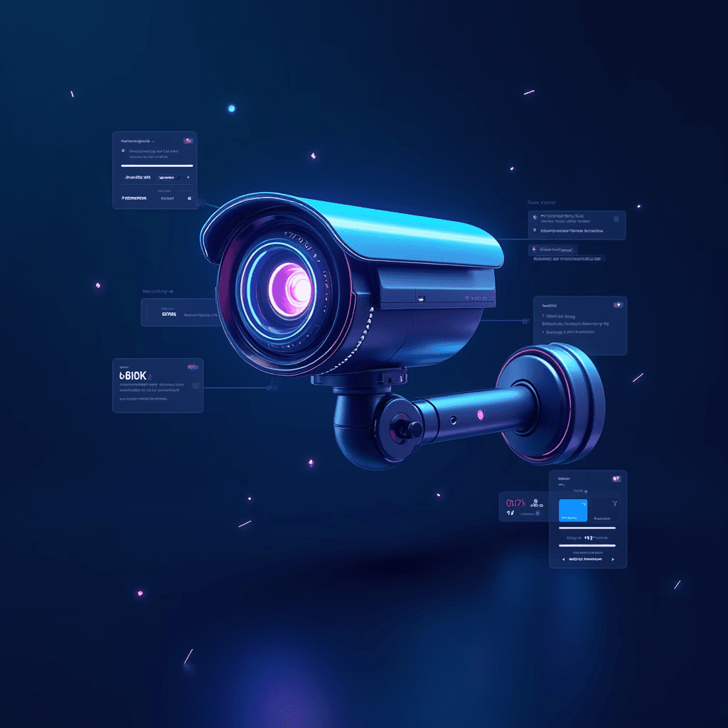 AI-powered surveillance camera analyzing multiple data streams in real time for proactive threat detection and rapid response.