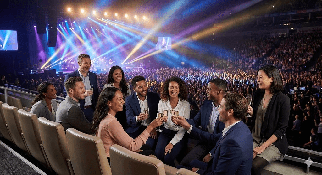 Corporate team having fun at concert