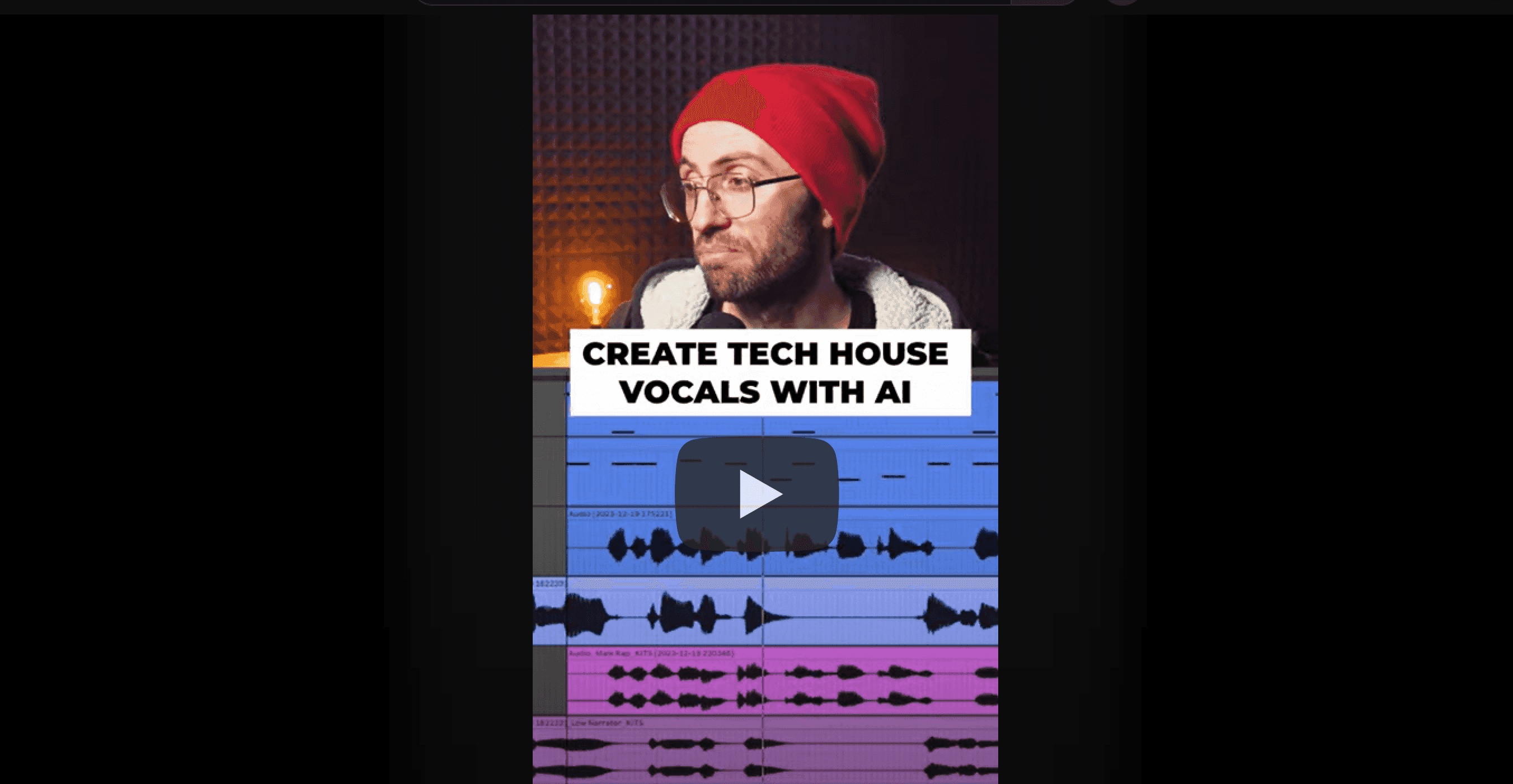 Youtube video thumbnail for a tutorial on producing tech house vocals