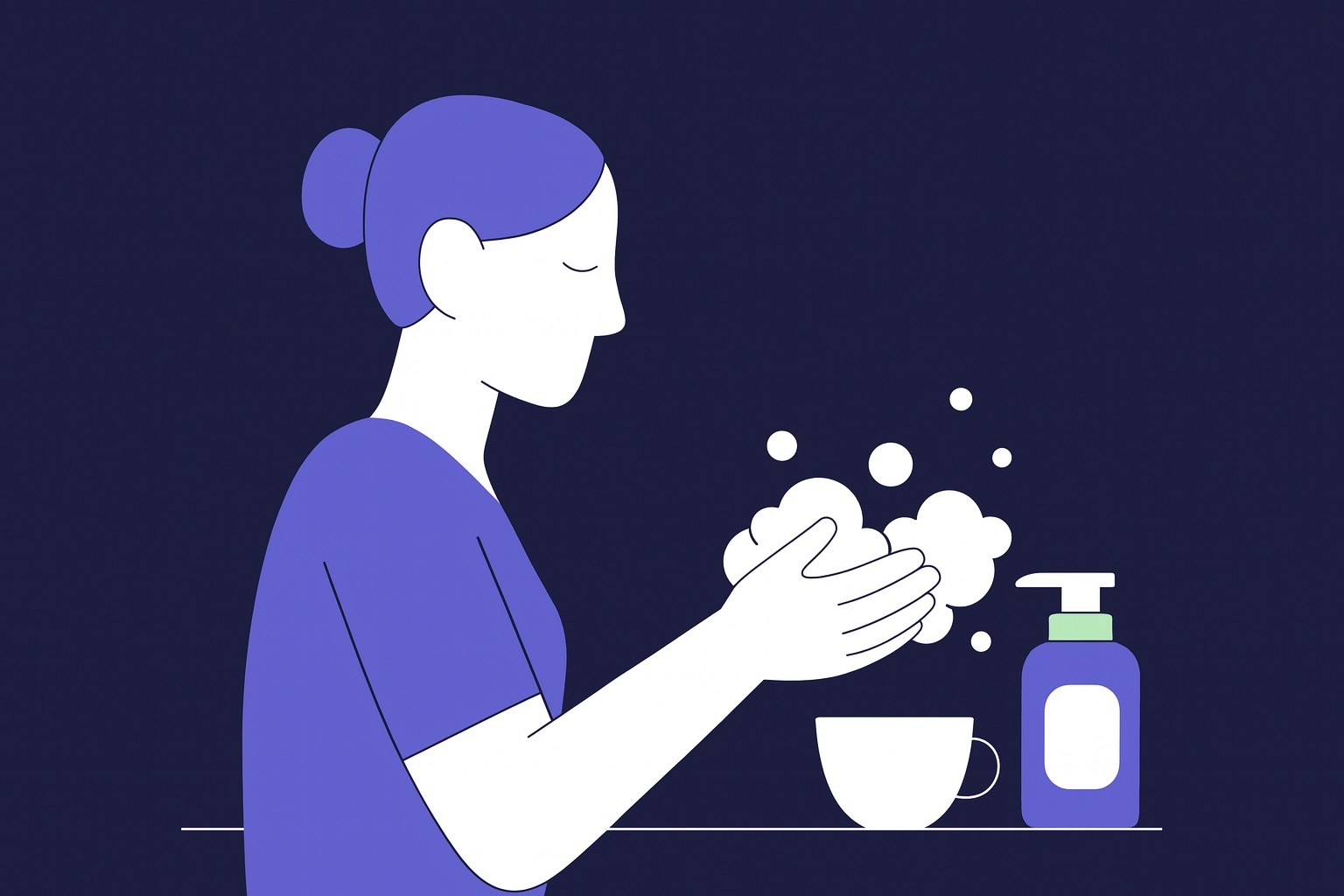 woman washing hands with soap