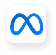 Blue infinity-style Meta logo icon — featured in RJP.design’s web design and digital marketing projects by a top NYC website design agency.