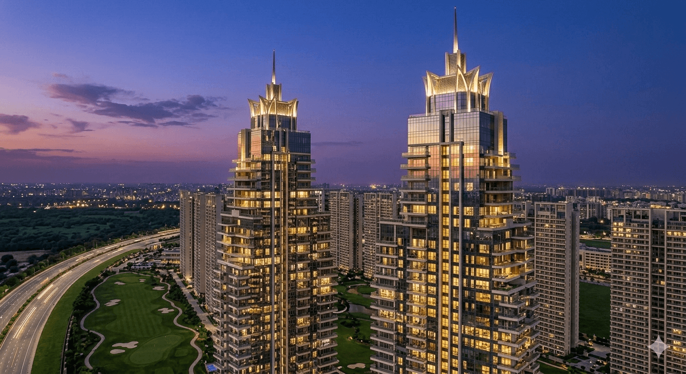 Luxury glass skyscrapers with panoramic views in Sector 113 Gurugram skyline