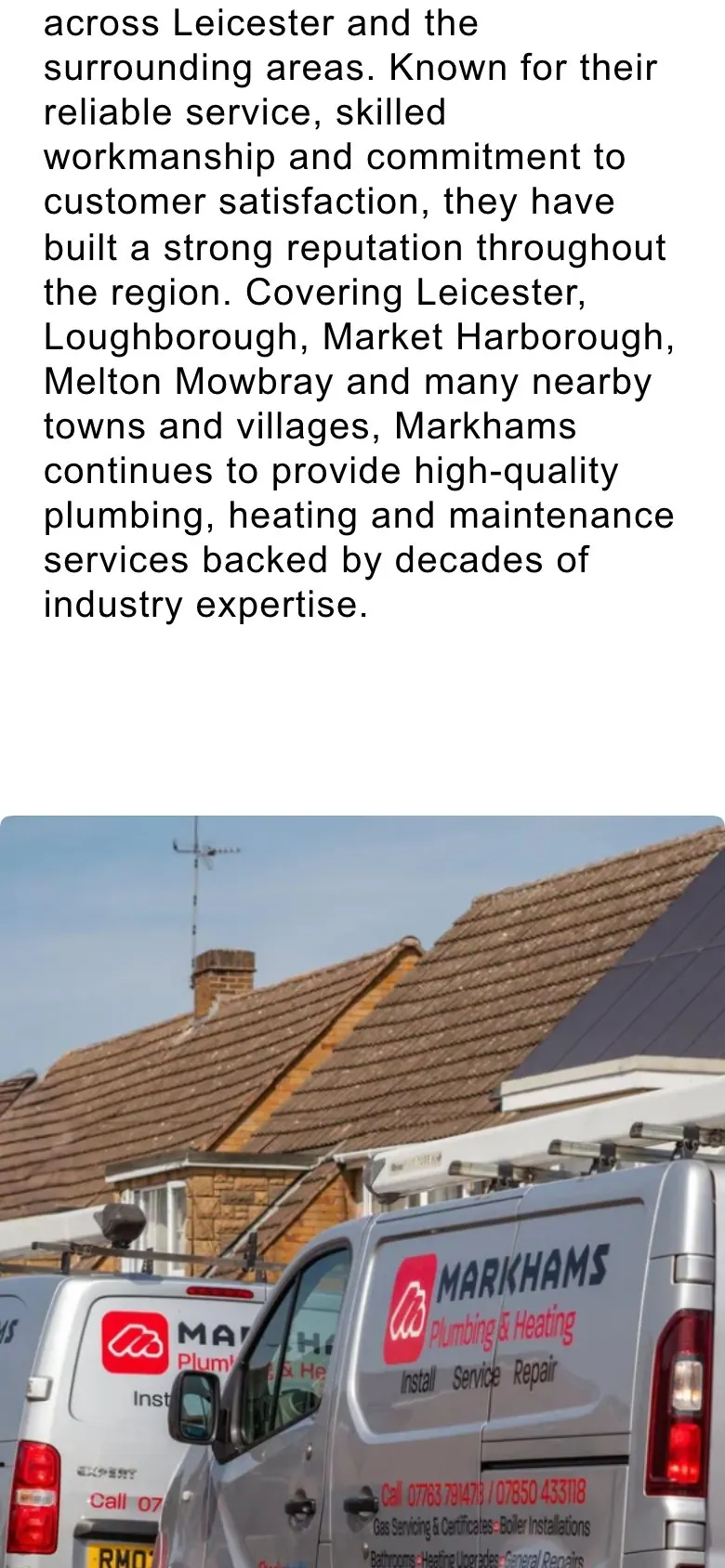 Markhams Ltd project by CL42ITY, live website on a phone