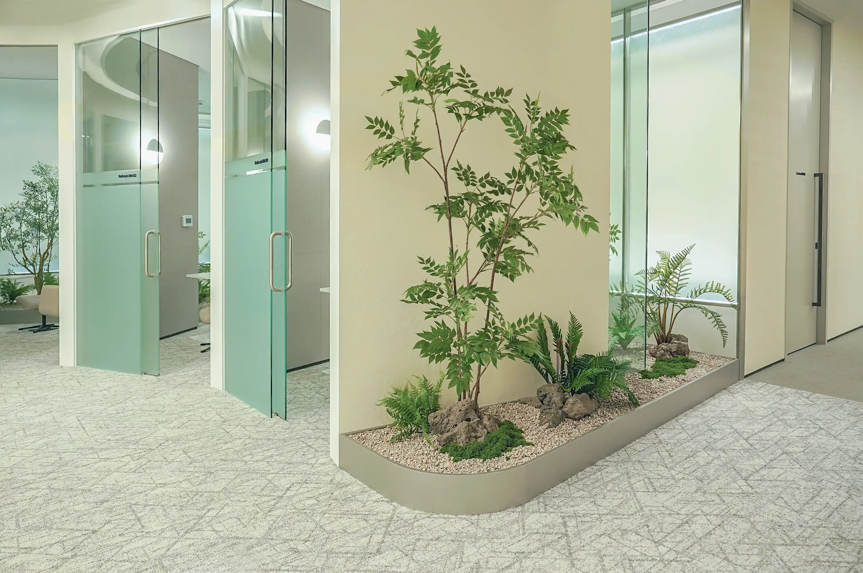 대기업 사옥 로비 복도 전체 녹지 플랜테리어