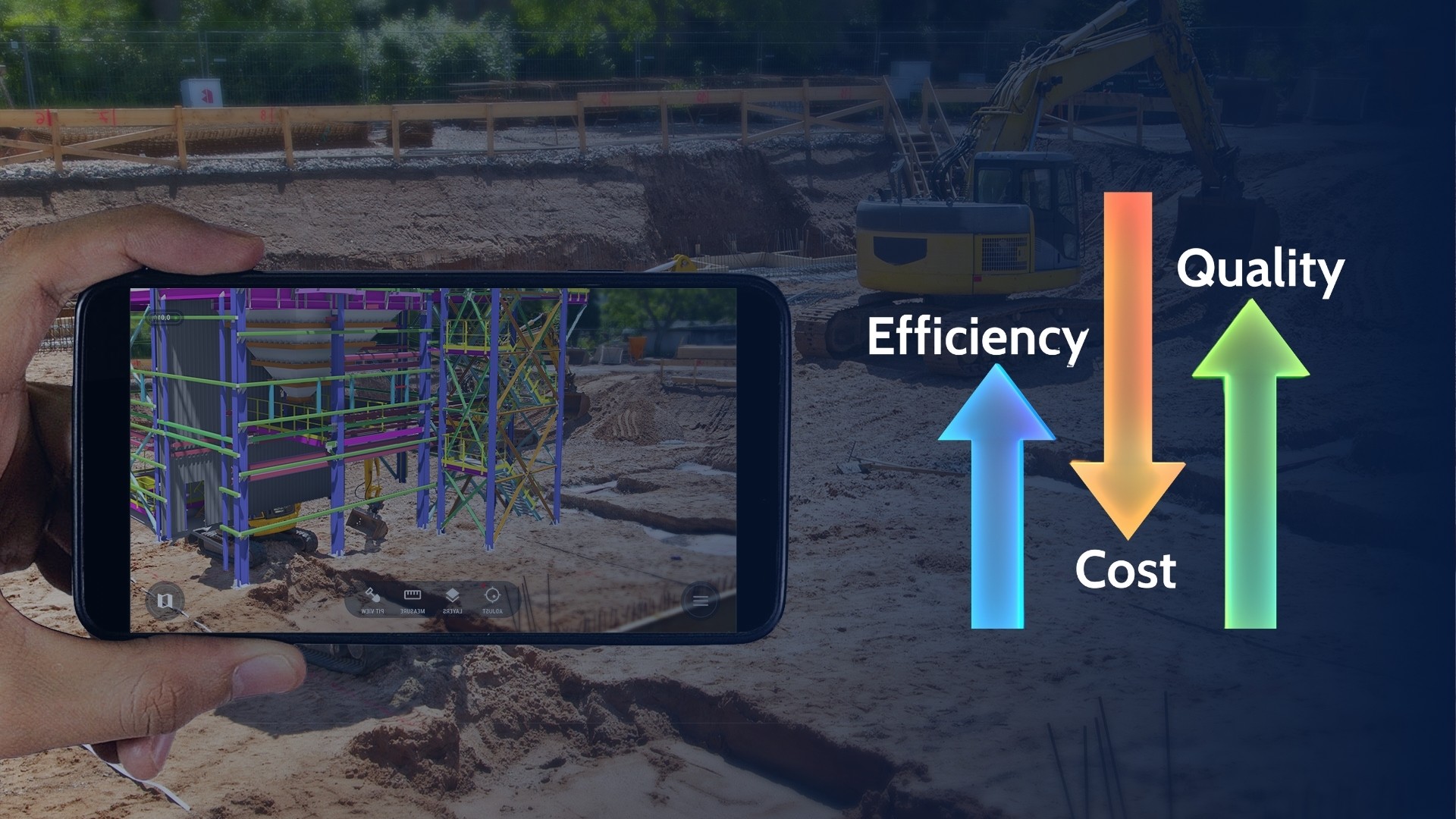 A man stands while two people sit at a table in an office setting, smiling and engaged in conversation. The mood is friendly and collaborative.