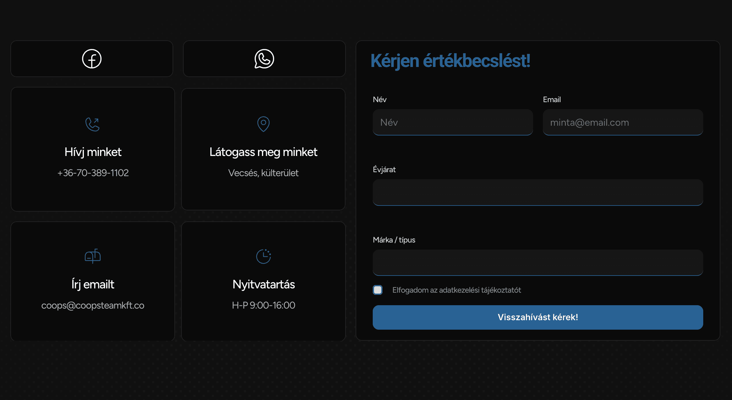 Reszponzív kamion felvásárlási weboldal mobilon