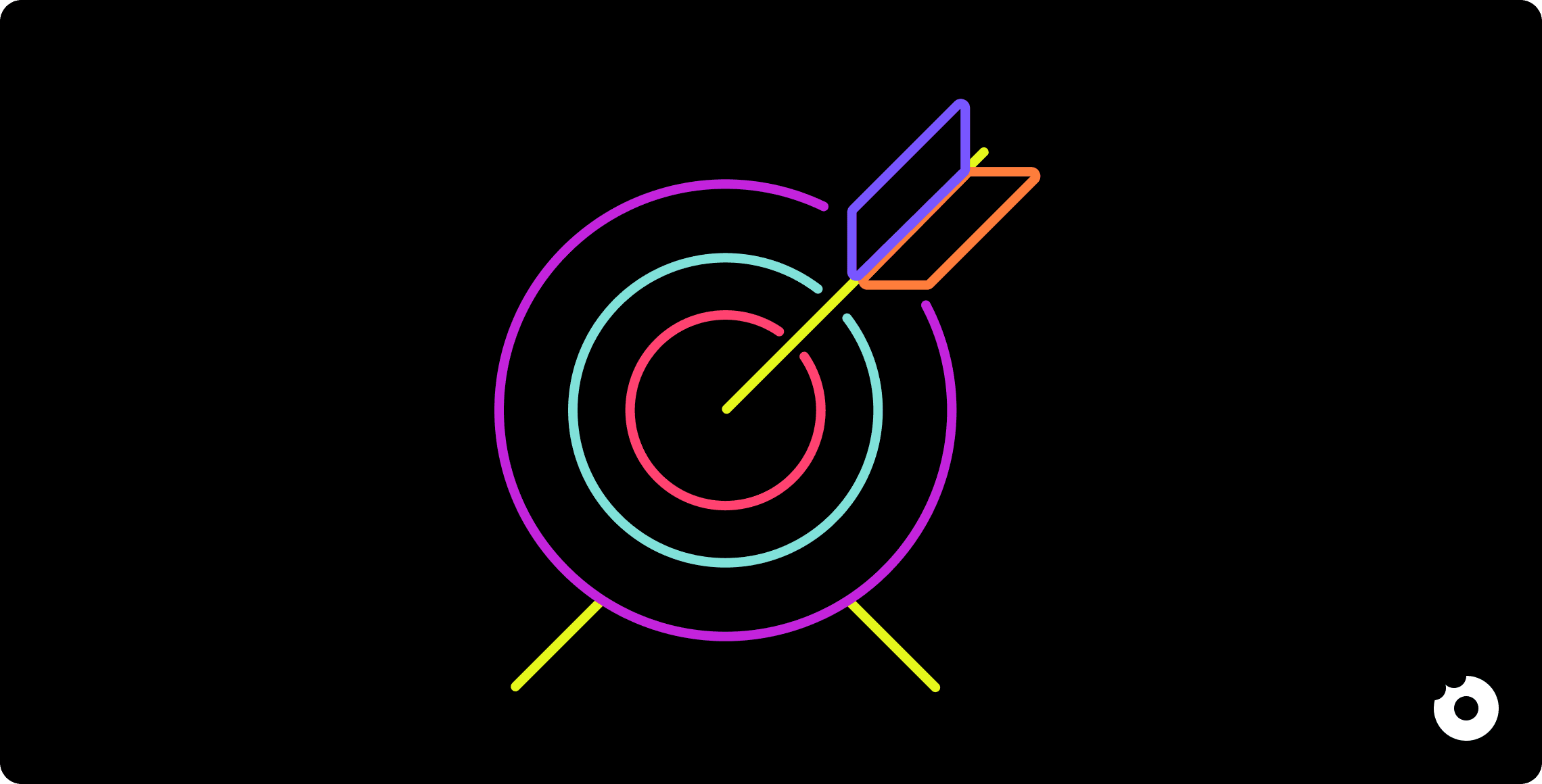 Colorful target with an arrow hitting the center.