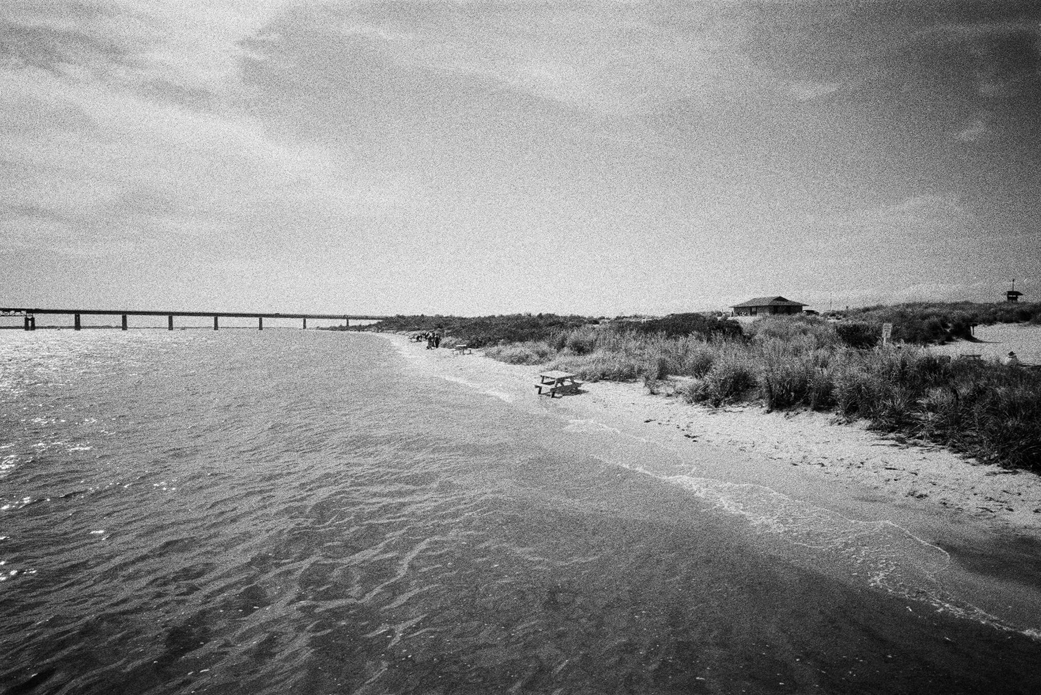 black and white beach photo