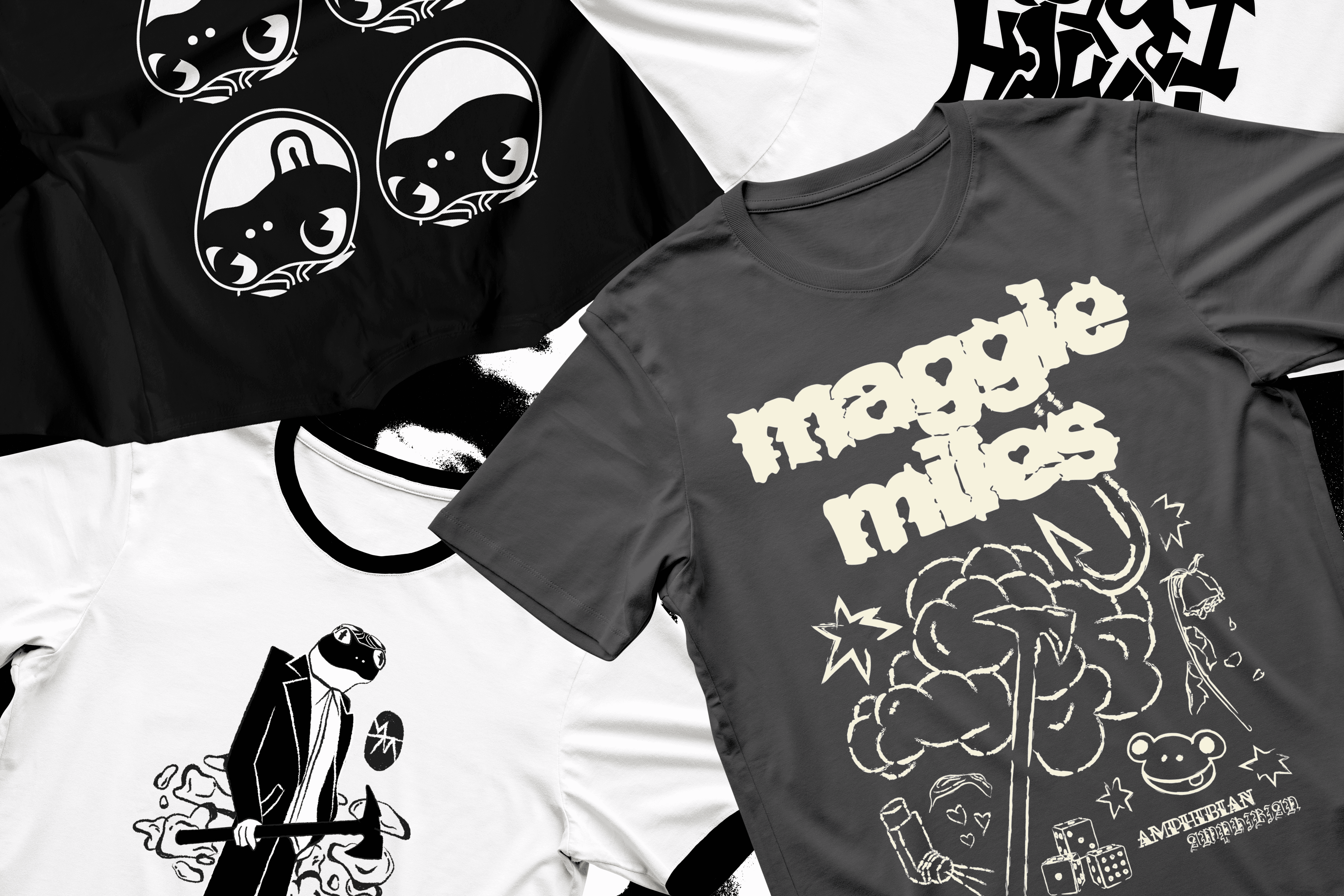 Close up detail of 4 shirts laying on top of each other