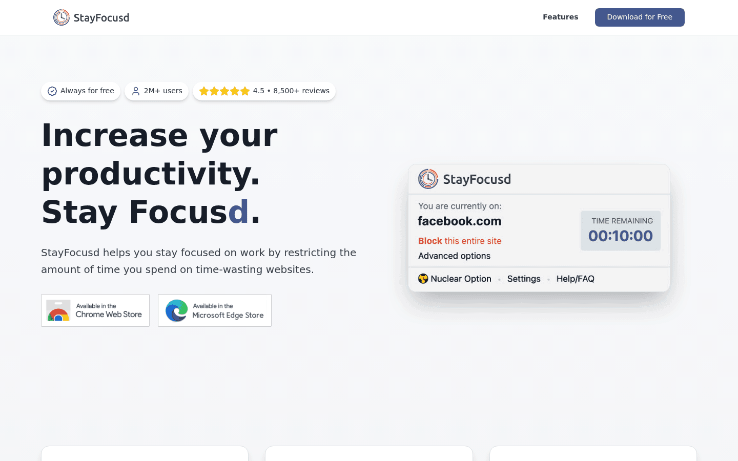 StayFocusd homepage screenshot