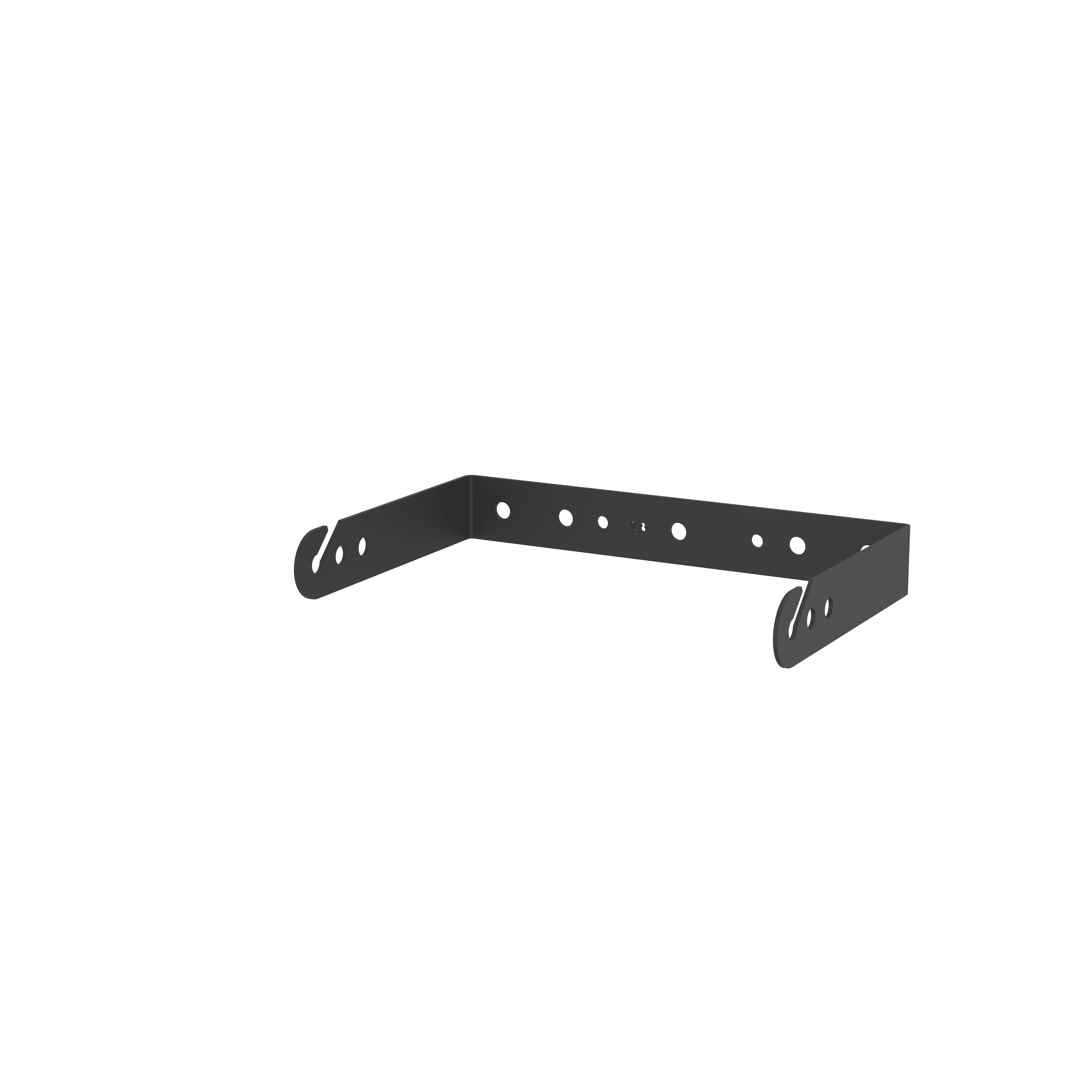 Black metal bracket with holes