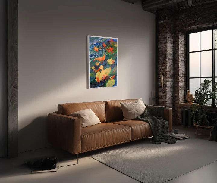 premium art poster and canvas prints, with originals available, from QART , of the artwork " Ducks in Ninh Binh "