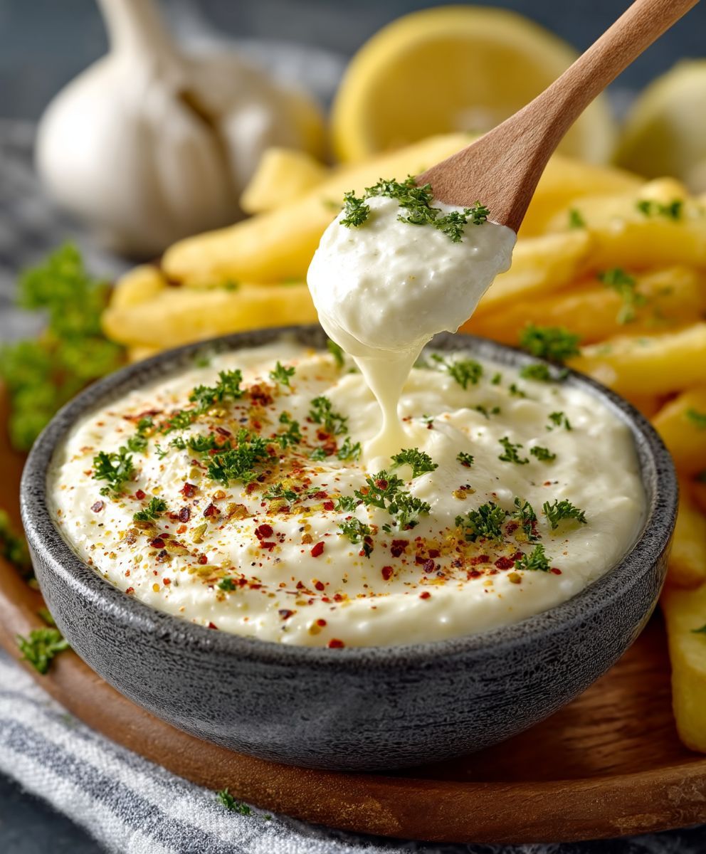 Garlic Aioli from Pasta 9 Toronto made with creamy garlic infused mayo for a savory dip.