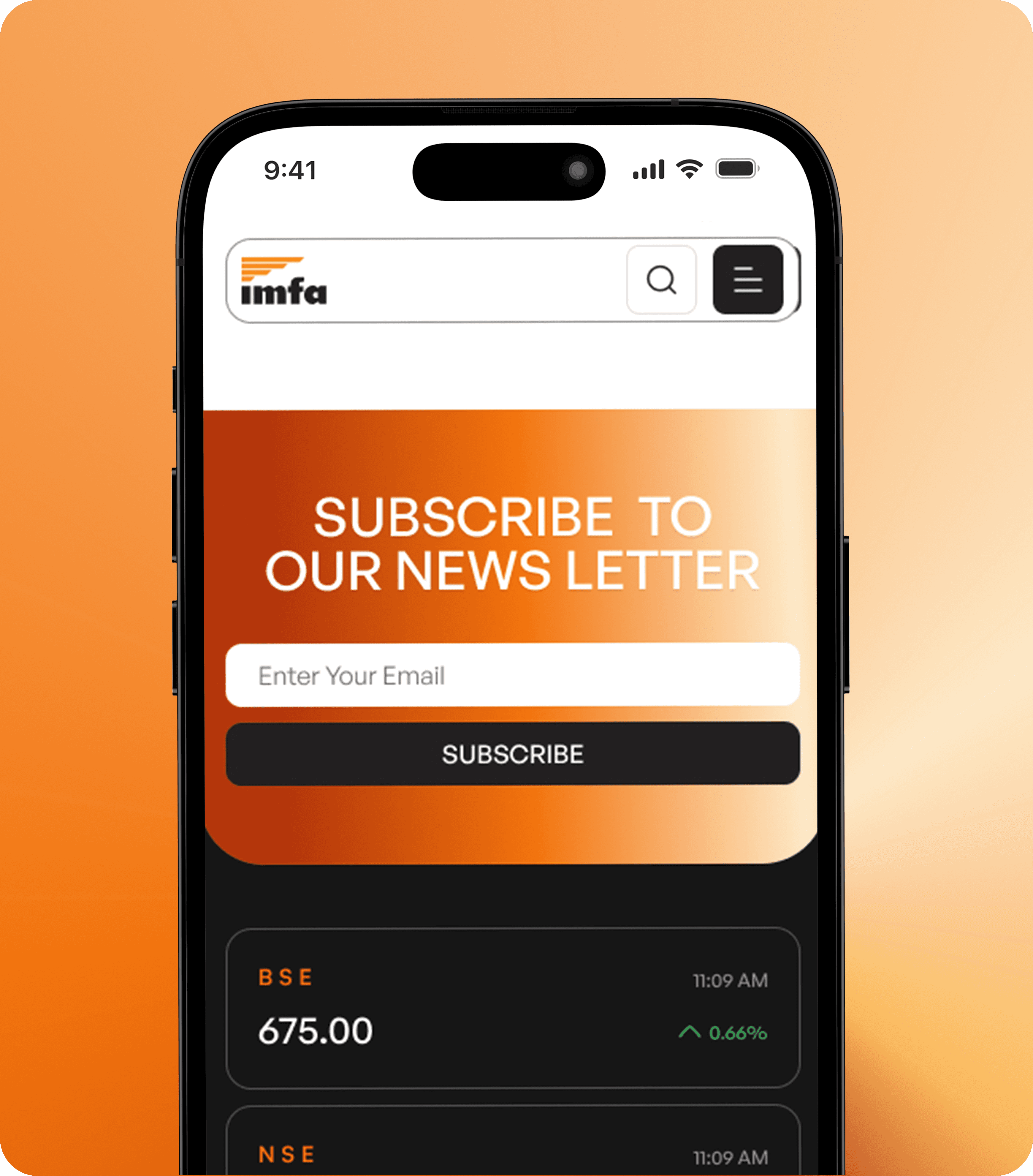 IMFA subscribe to our newsletter mockup