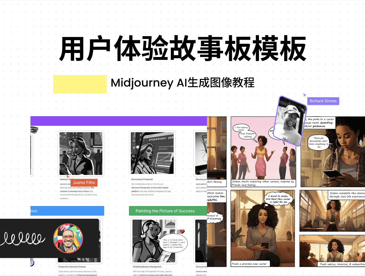 FigJam + Midjourney AI 教程的 UX 故事板模板