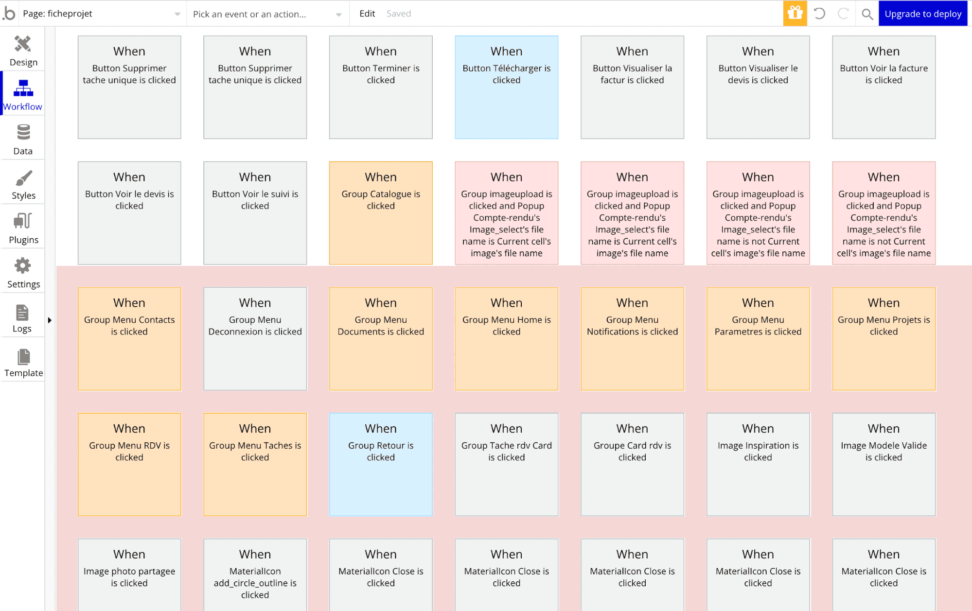 Des workflows sur une page Bubble