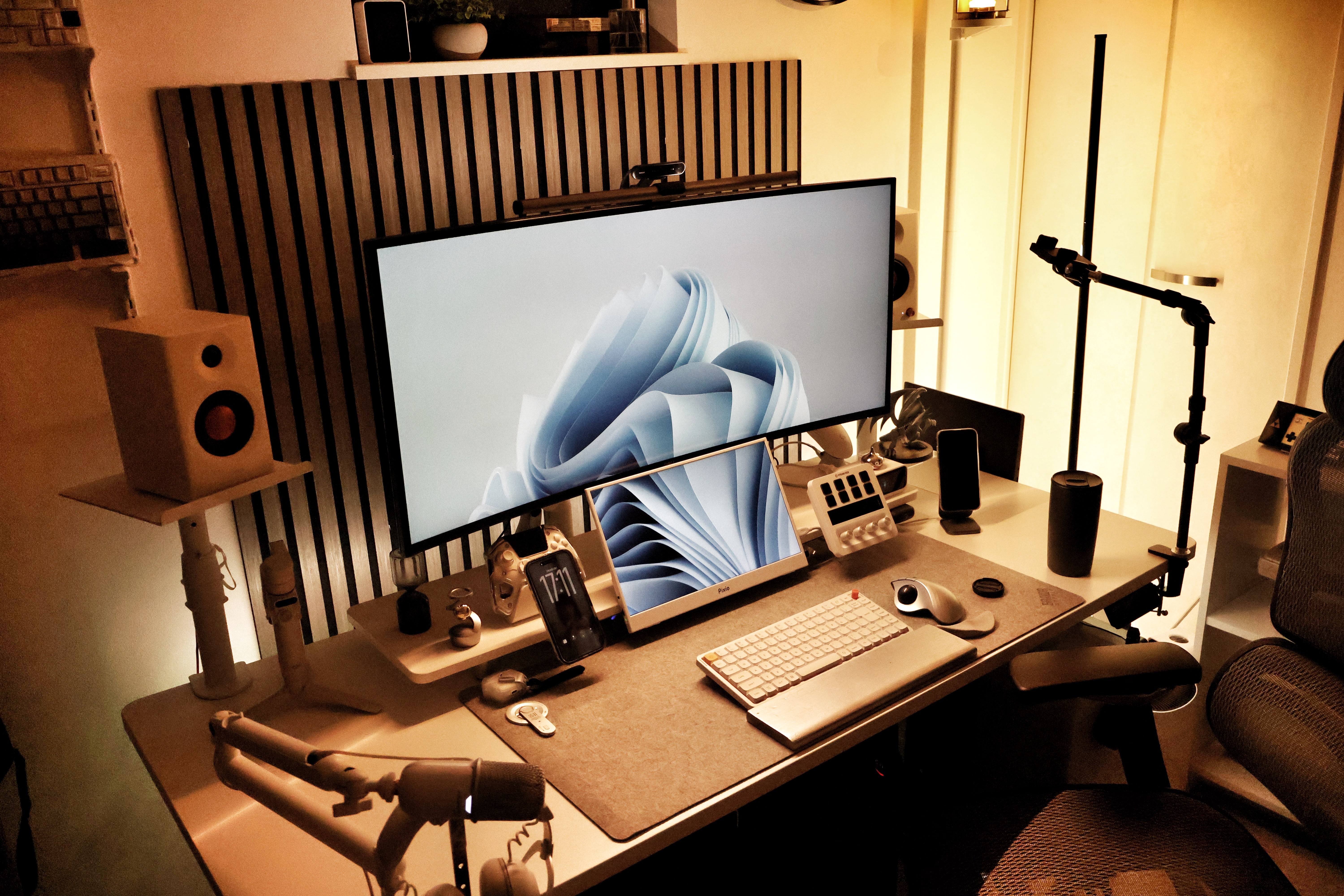 Desk setup with computer monitor
