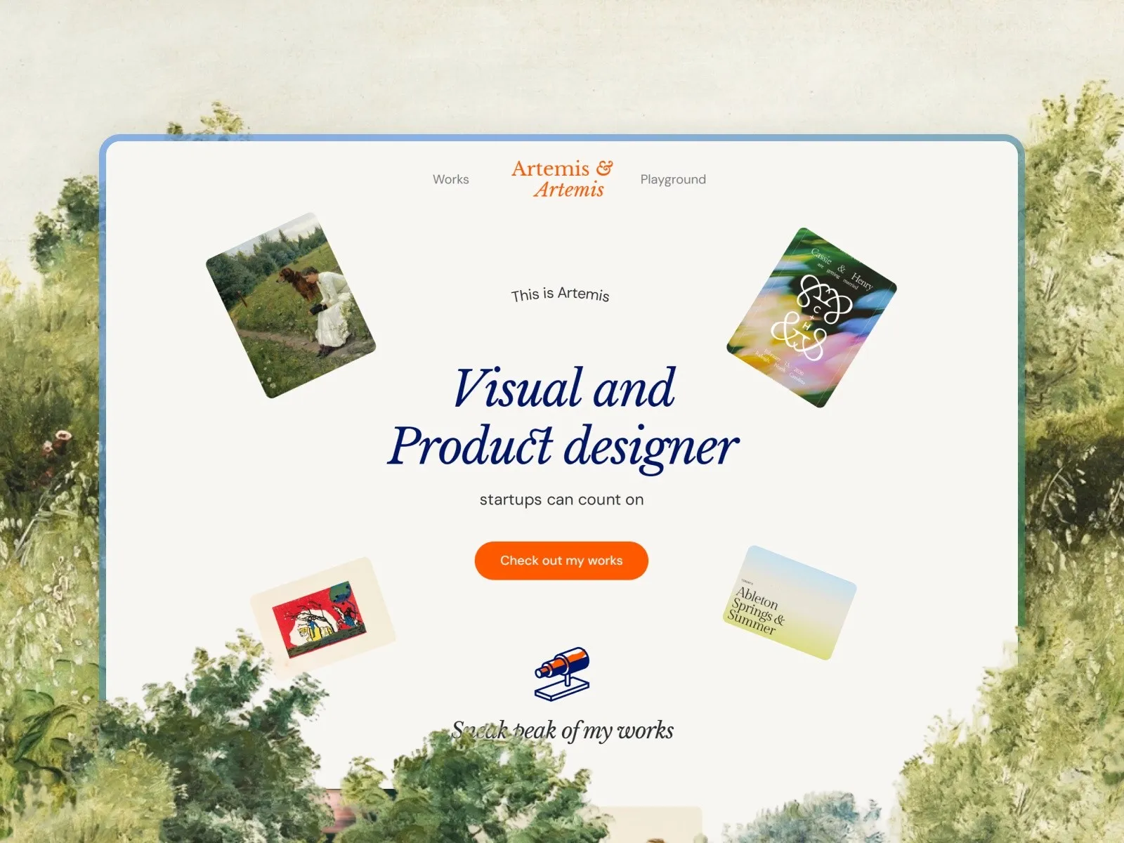 Website showcasing a visual and product designer's portfolio.