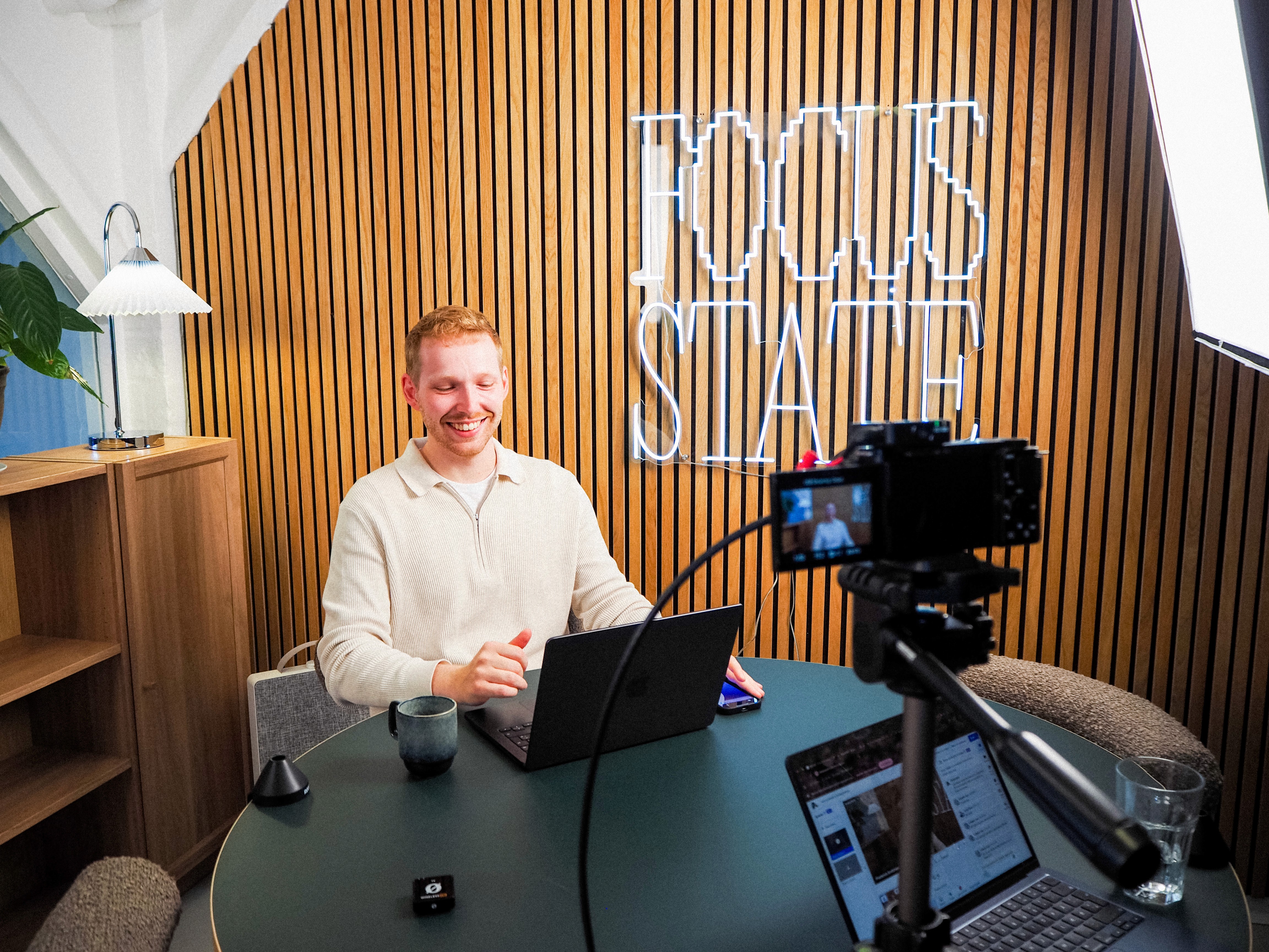 Frederick in webinar setup.