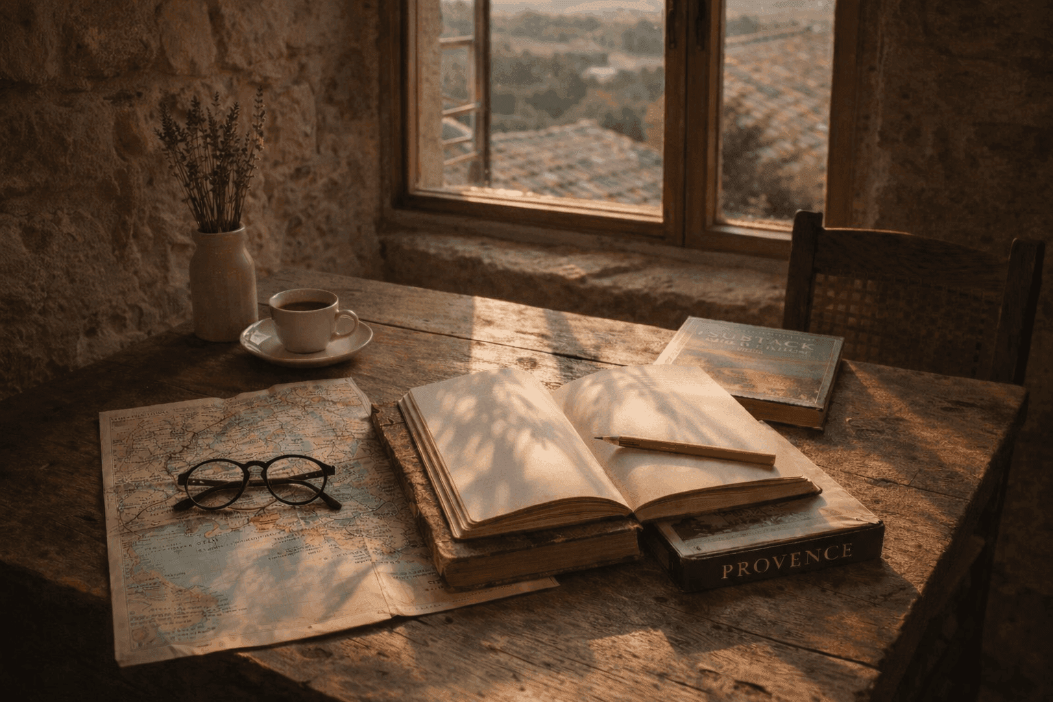 Travel planning with maps and field notes for an authentic Provence trip.