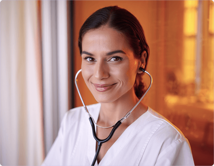 Female docter smiling