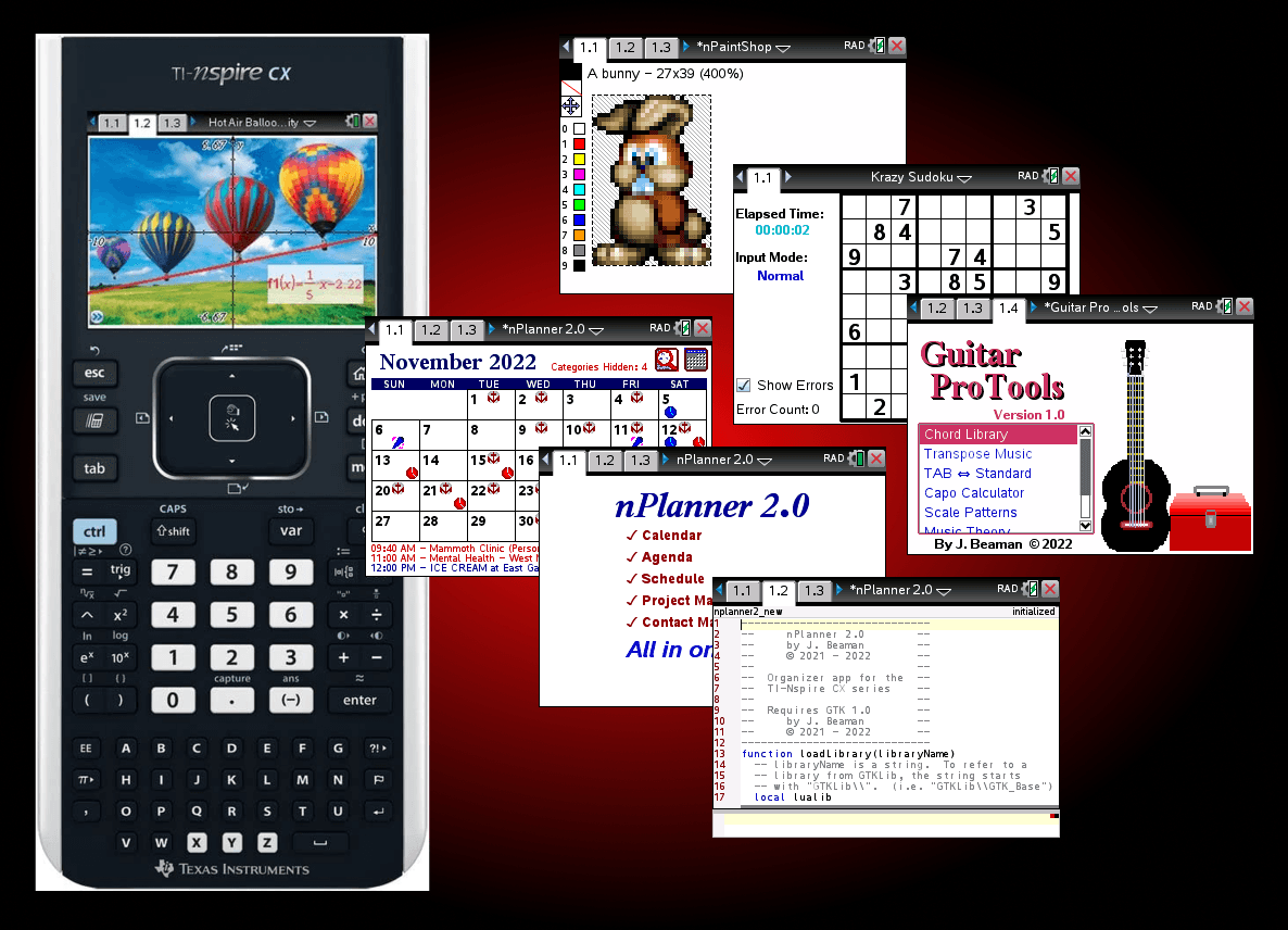 TI-nSpire CX and screenshots of apps