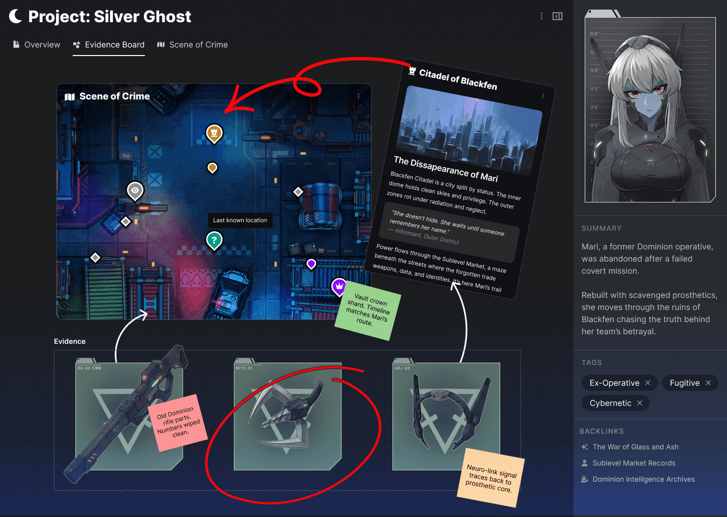 LegendKeeper lore editor with auto-linked terms, tags, and private secrets