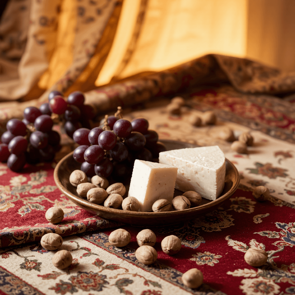 product photography of a plate of fruits and nuts