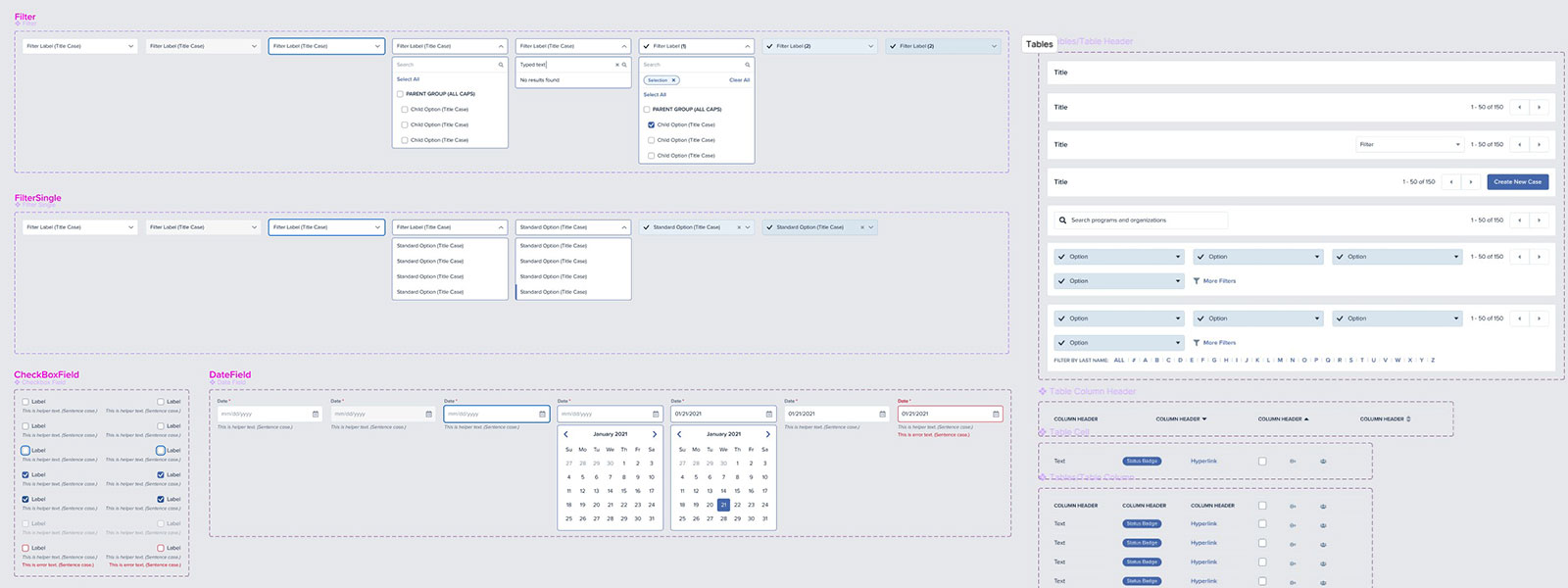 screenshot of design system library
