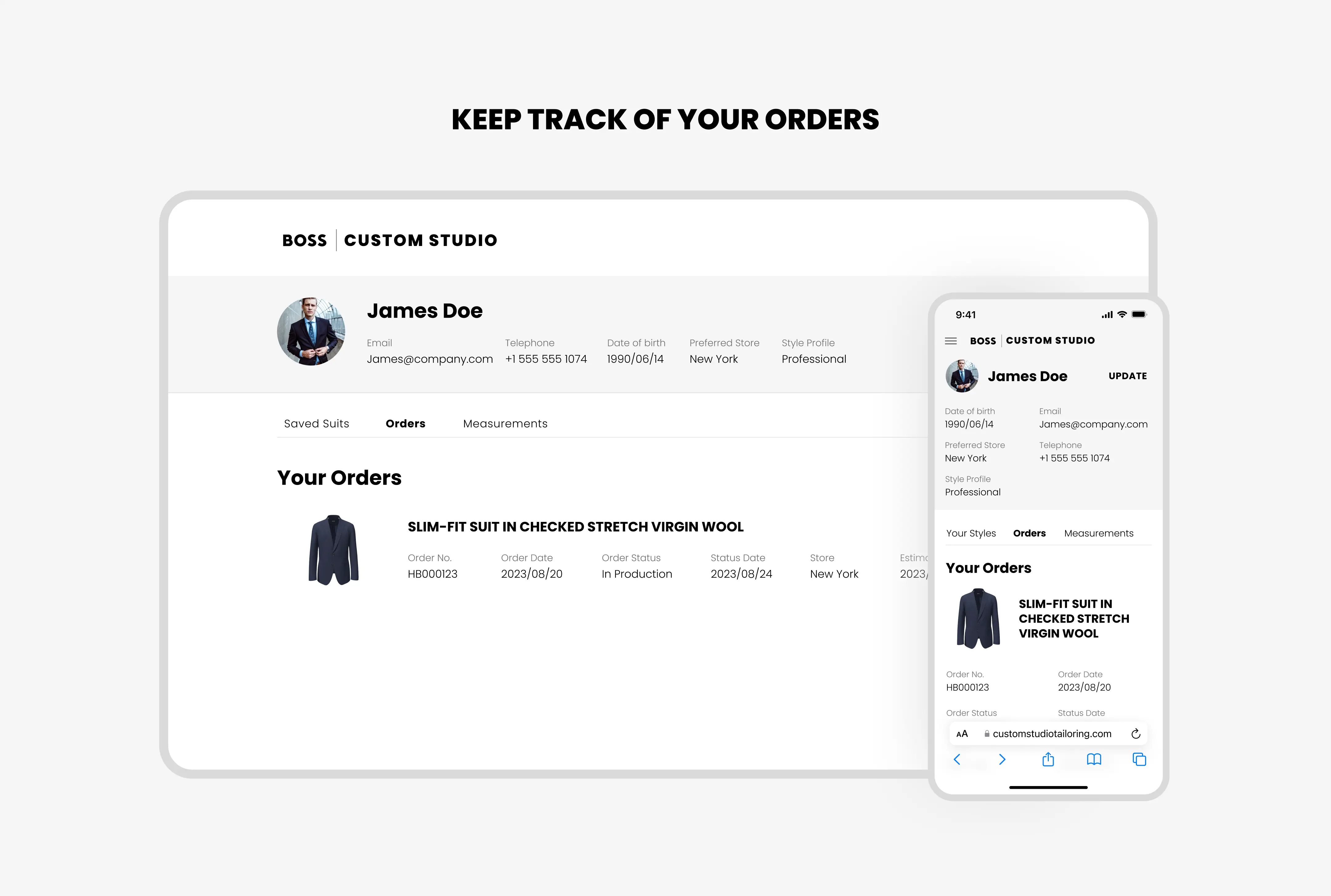 Hugo Boss - order tracking interface