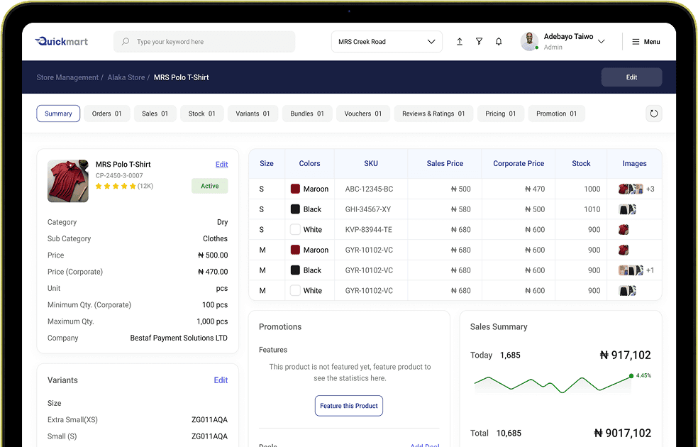 Product detail page