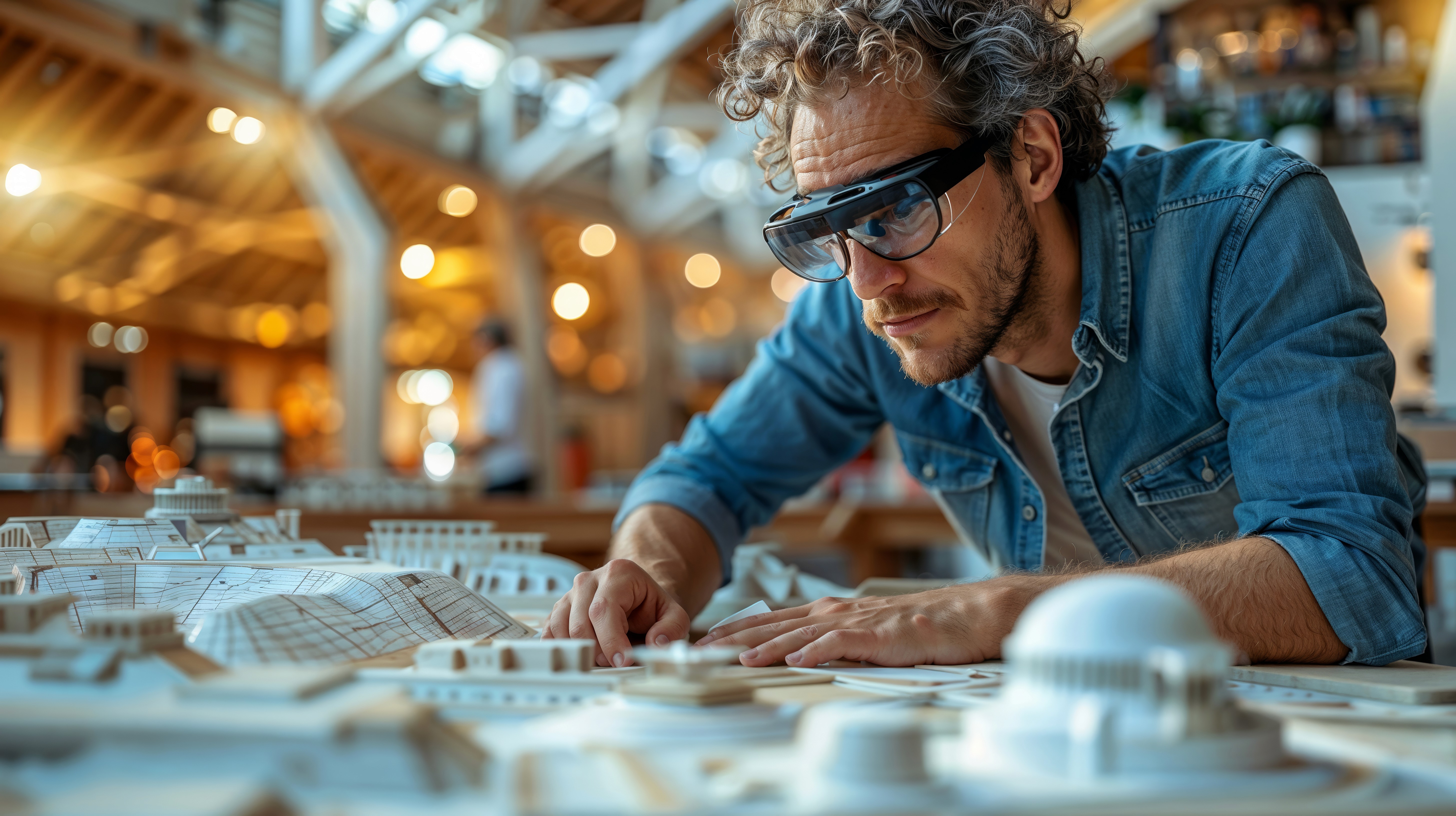architect werkt met augmented reality aan maquettes