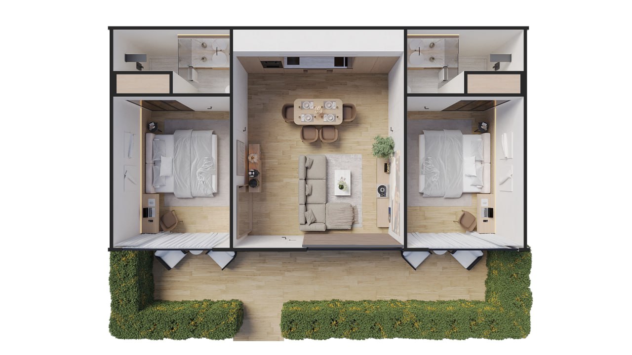 2-bedroom apartment in White Palm complex, Batu Bolong, Canggu