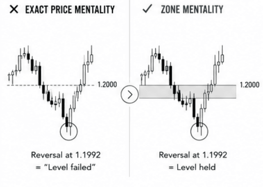 Creating a zone for support and resistance vs. a line that is too specific