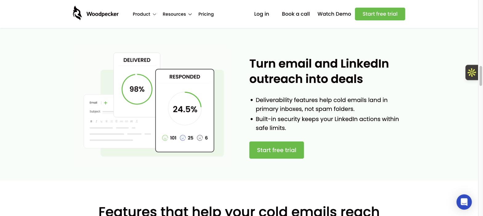 Woodpecker deliverability panel 2026 with inbox rotation, warmup and bounce protection status.