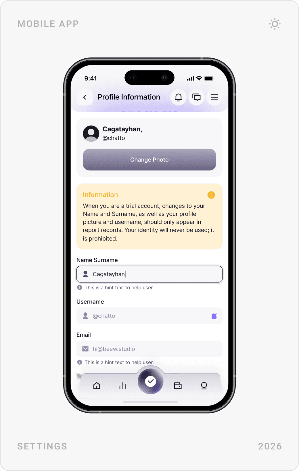 Clean Privacy Control Screen Design