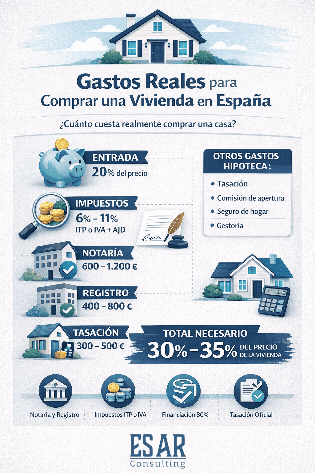 gastos reales para comprar una vivienda en españa