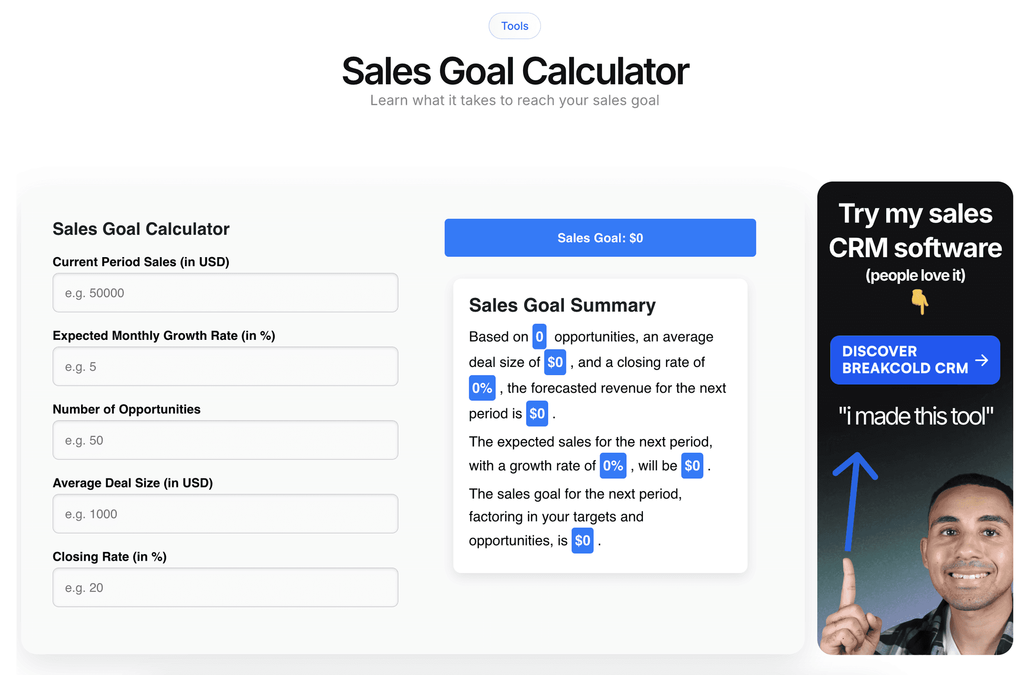 Sales Goal Calculator