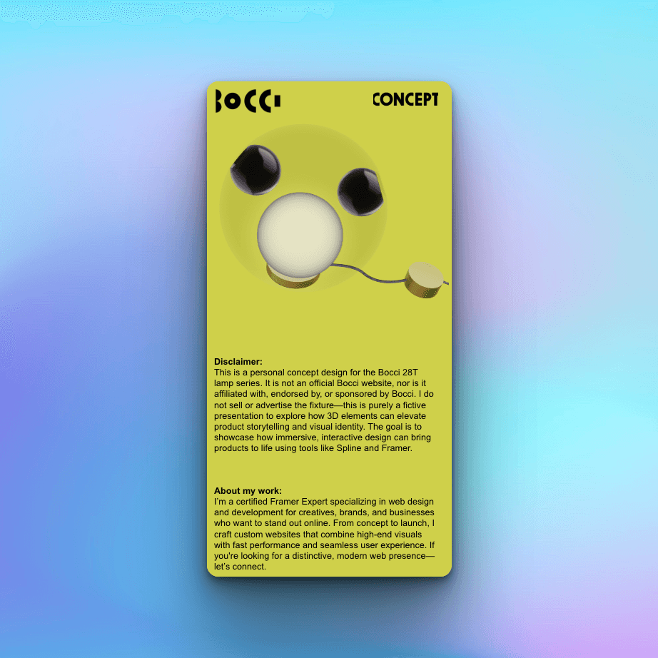 Screenshot of the website where the 3D Lamp is displayed mobile view lamp is off