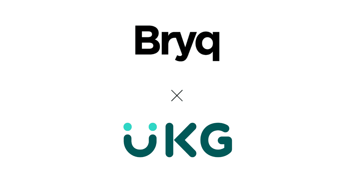 Bryq logo above UKG logo with a connecting line.